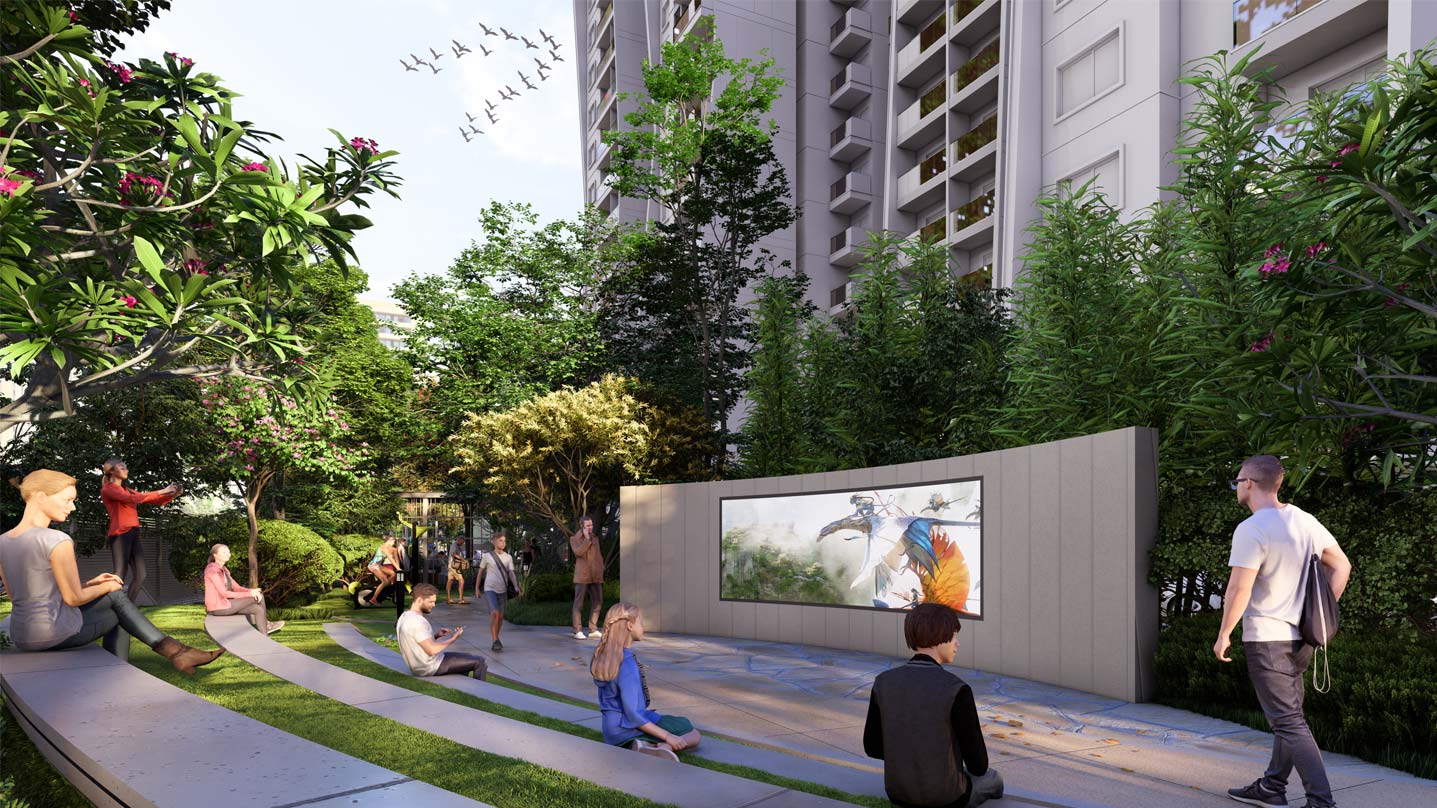 DSR The Courtyard Amphitheatre view showcasing outdoor seating and community recreation area