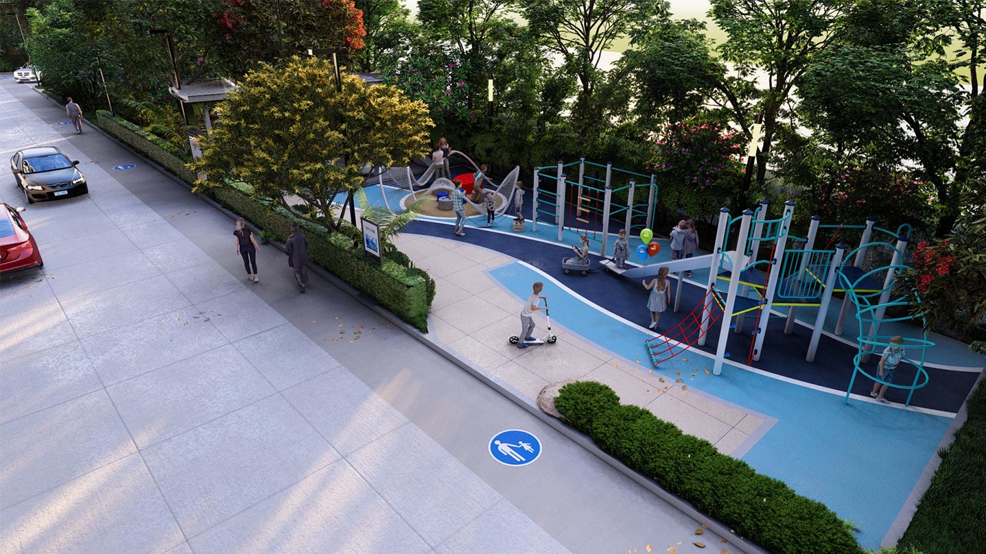 DSR The Courtyard kids play area with safe play equipment and dedicated recreational zone in Gunjur Bengaluru