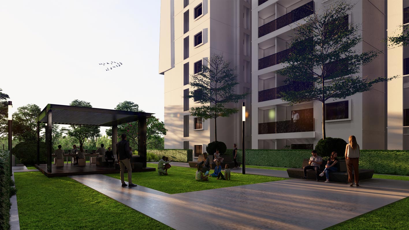 DSR The Courtyard comfortable outdoor sitting area designed for leisure relaxation and community gatherings in Gunjur Bengaluru