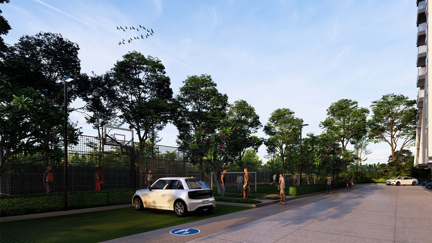 DSR The Courtyard premium amenities area with landscaped spaces, recreation zones and outdoor facilities